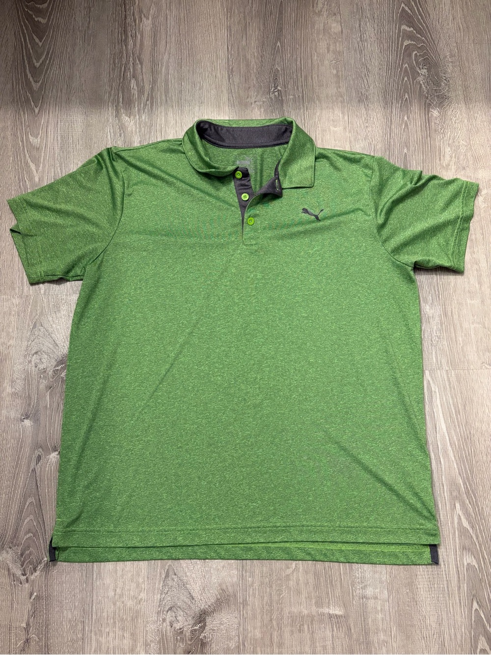 PUMA Men's Green Performance Polo Shirt- Size Large- Pre-owned